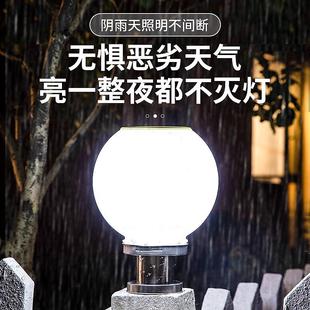 圆形太阳能柱头灯户外家用庭院门口柱子围墙灯别墅大门 2024新款