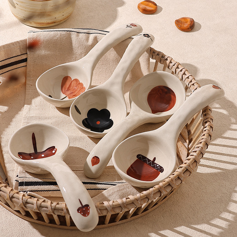 陶瓷长柄大号勺子汤碗家用盛汤