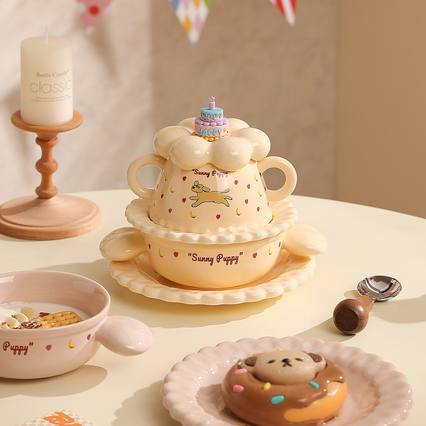 蛋糕餐具碗碟盘子套装送闺蜜生日礼物圣诞新年可爱喝水杯子咖啡杯