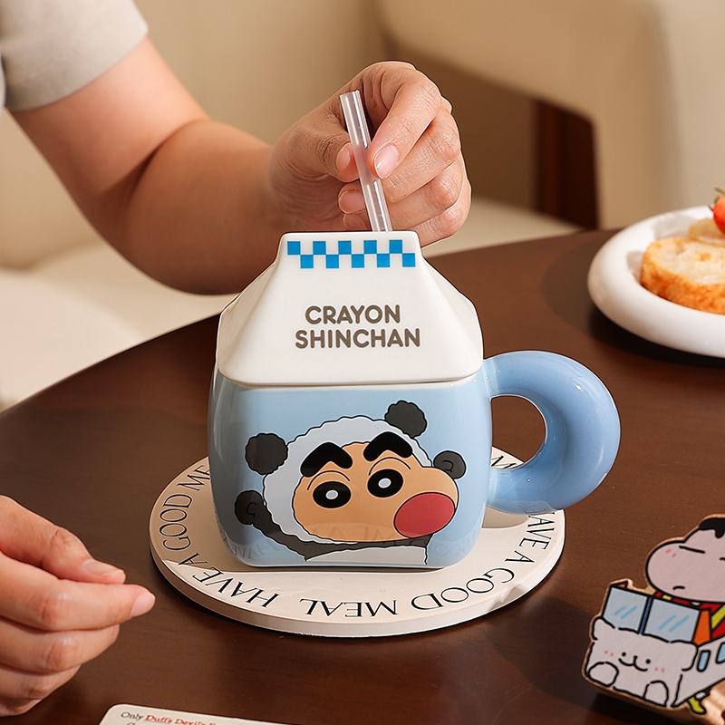 笔小新杯子陶瓷马克杯带盖水杯