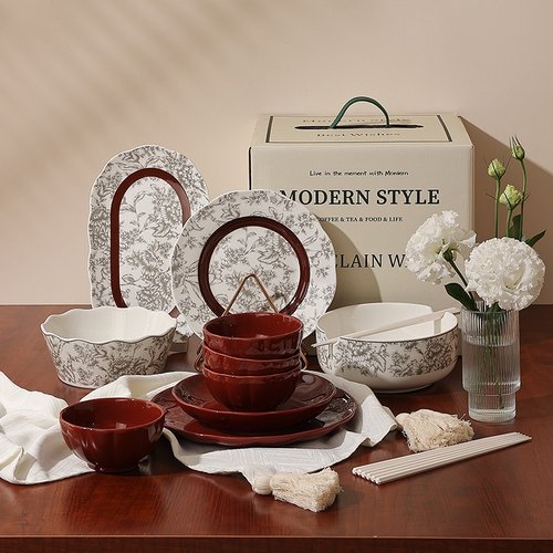 陶瓷一套碗盘套装鱼盘和汤碗