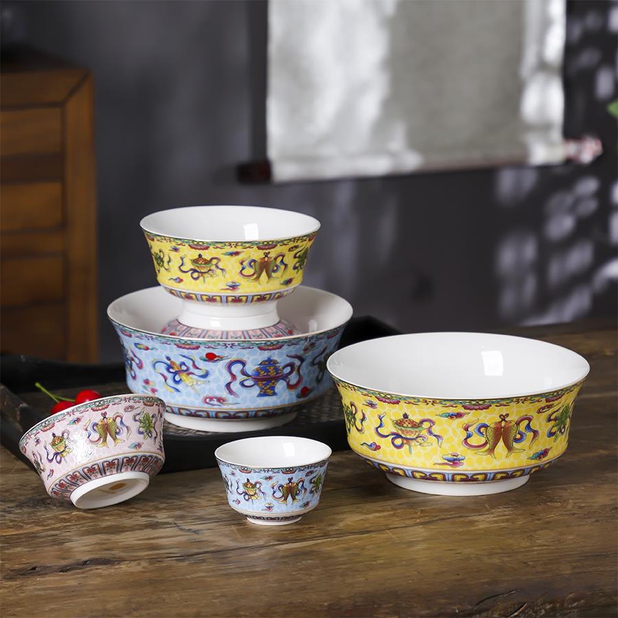 景德镇中式国风吉祥素食八宝供果碗寺庙居家佛前供水酥油茶斋饭碗