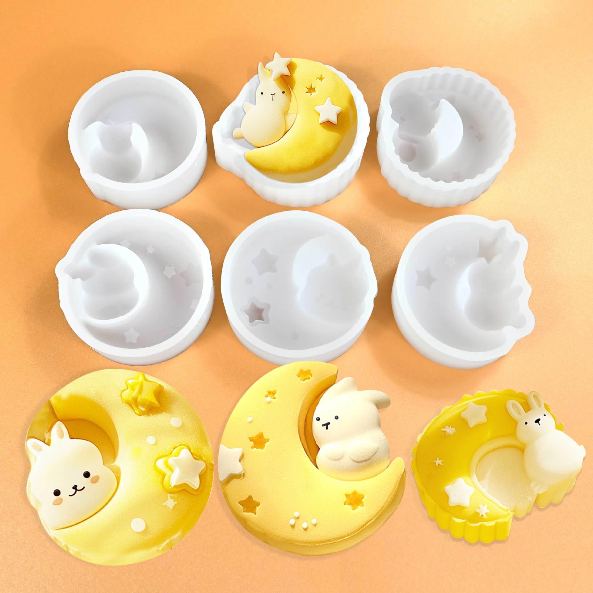 玉兔月饼硅胶模具中秋节燕菜果冻慕斯蛋糕冰淇淋冰皮流心马蹄糕模