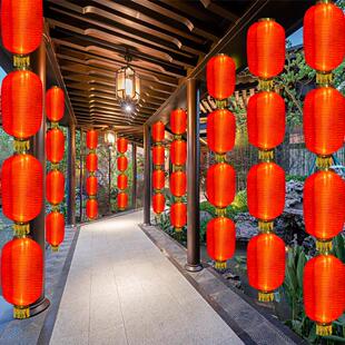 户外防水连串灯笼挂饰中式仿古广告定制景区冬瓜折叠三四五连带灯