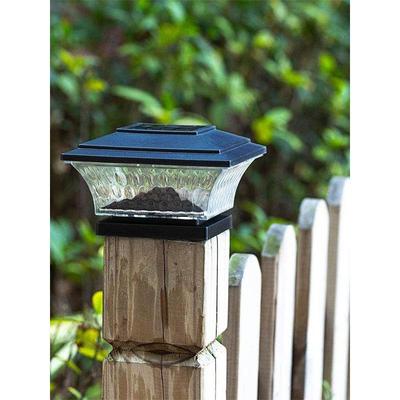 新款太阳能柱头灯户外太阳能庭院灯家用围栏灯 5inch木柱灯