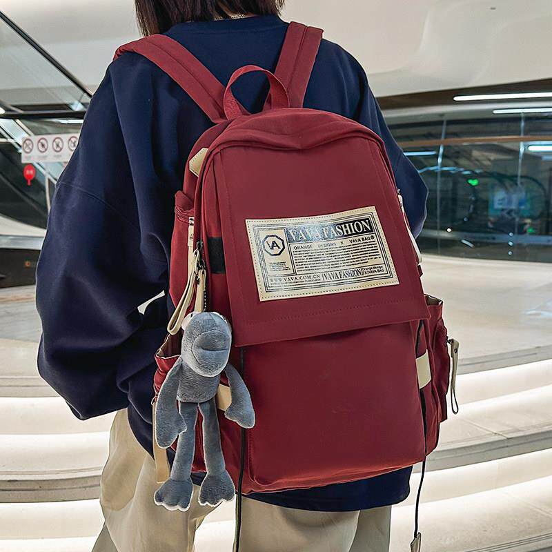 书包女大学生大容量男高中初中生女生背包女双肩包红色新款高颜值