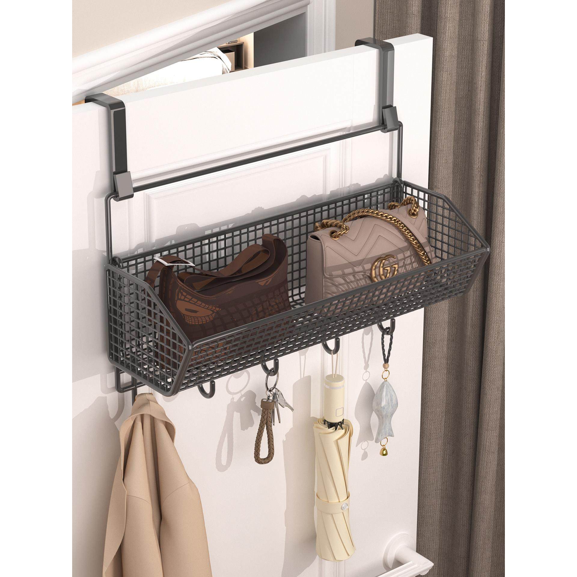 门后挂钩置物架免打孔放包收纳架壁挂式门上多层挂篮多功能储物架,收纳整理,挂钩/粘钩,淘宝优惠券,粉丝福利购,淘宝优惠卷