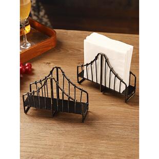 创意覆古铁索桥纸巾架餐桌客厅立式纸巾夹项炼耳环高级感收纳架