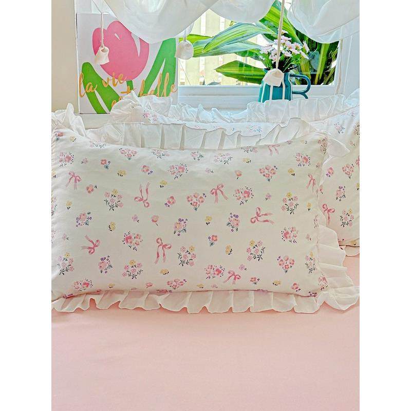 新款荷叶边水洗棉印花单枕套单件枕芯防尘罩学生亲肤抗菌枕头皮套,床上用品,枕套,淘宝优惠券,粉丝福利购,淘宝优惠卷