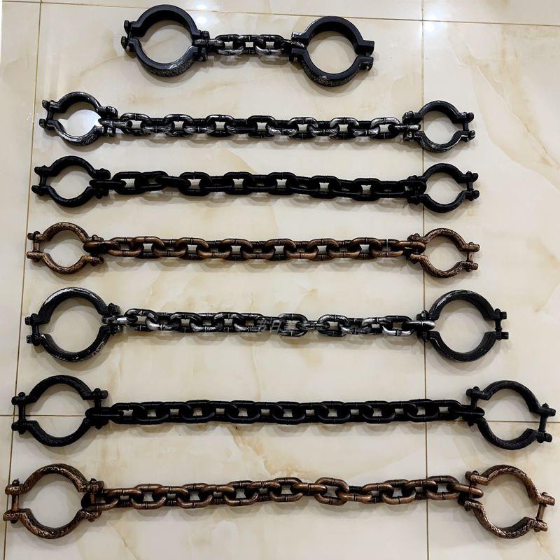 万圣节cos表演道具影视囚犯刑具手链脚链仿真铁链镣铐锁大链条链