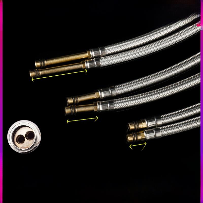 4分不锈钢编织尖头防爆金属单孔冷热厨房菜盆面盆水龙头进水软管