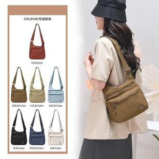 索亚特新款韩版轻便多口袋尼龙布包时尚百搭单肩斜跨旅行出街包女