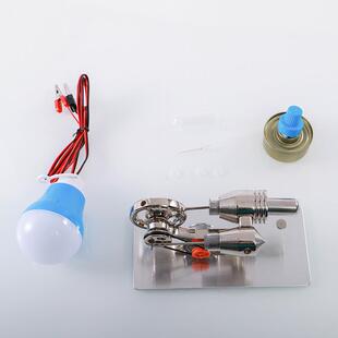 罗桥双缸发动机斯特林发电蒸汽机物理实验科学小制作发明玩具模型