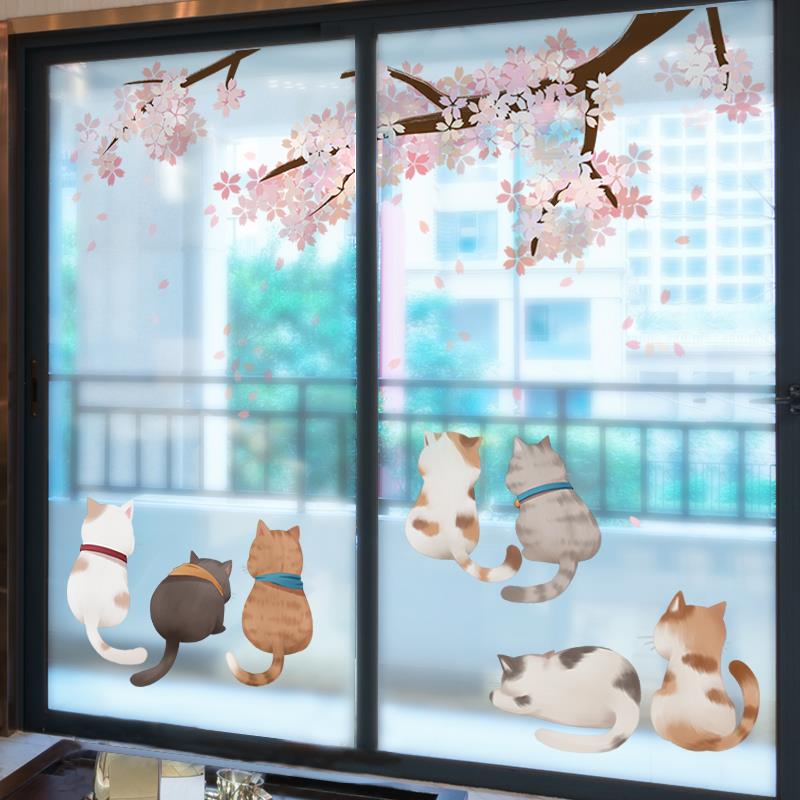 玻璃门贴纸厨房卫生间阳台贴花3D立体墙贴卧室装饰画窗贴窗户贴画图片
