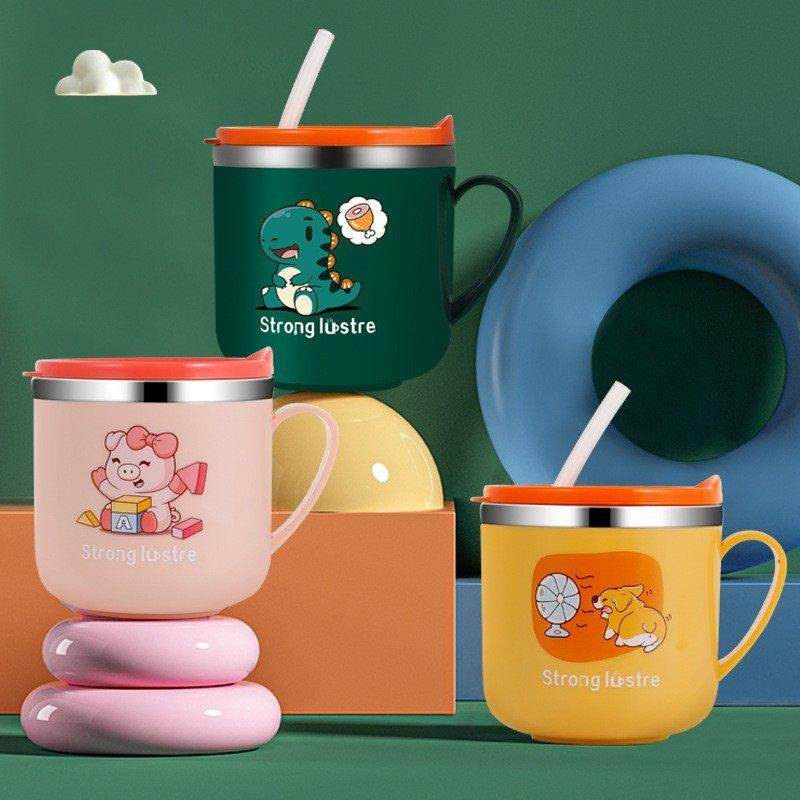 304不锈钢卡通儿童饮水杯宝宝带盖带手柄牛奶家用保温带刻度婴儿,婴童用品,儿童水杯,淘宝优惠券,粉丝福利购,淘宝优惠卷