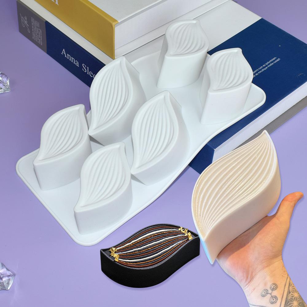 法式甜品6连波浪叶子慕斯蛋糕模具叶子造型天使模巧克力矽胶模具