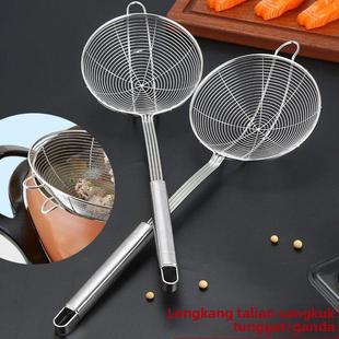 牛肉火锅漏勺厨房大号捞面勺油炸带挂钩双勾过滤筛304不锈钢网厘