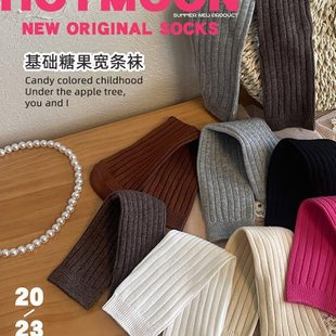 t日系純色女童基礎(chǔ)春秋寬oon跟長(zhǎng)筒寶寶小腿襪女男童mo無(wú)百搭h條