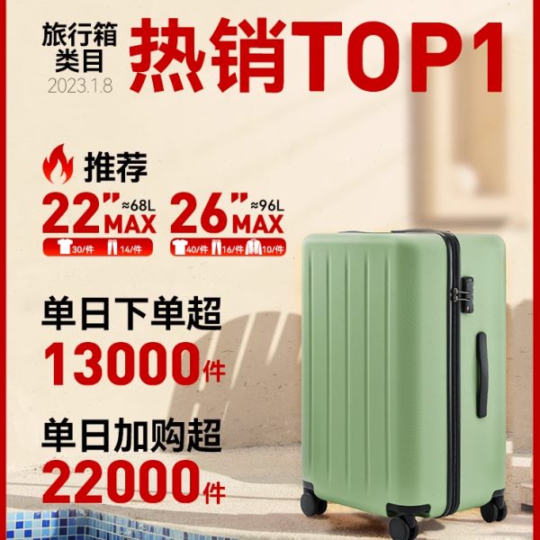 90分行李箱女20寸拉杆箱大容量登机旅行箱男生24寸密码箱墩墩箱
