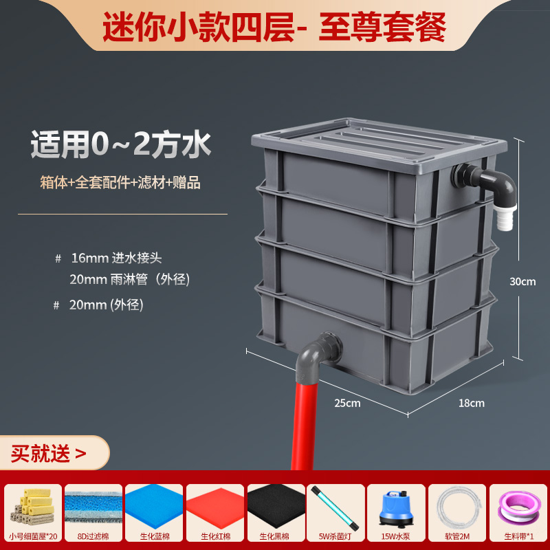 鱼缸过滤器鱼池周转箱过滤箱滴流盒上过滤净水循环系统沼泽过滤箱