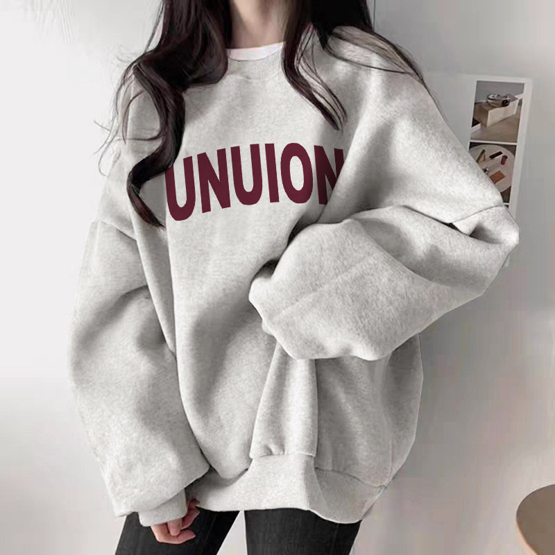 American Retro Hoodless Sweatshirt for Women 2025 Autumn and Winter Thickened Silver Fox Velvet Pullover Top White-gray Jacket Trendy