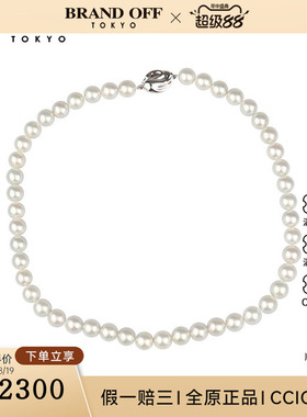 中古95新TASAKI塔思琦天鹅形扣银灰色海水珍珠串珠项链92544cm