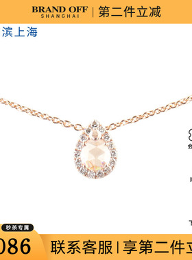 中古95新日本进口商品镜球形切工群镶钻石K18玫瑰金45cm项链