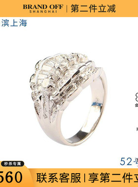 中古95新日本进口商品古典群镶钻石铂金900戒指52号