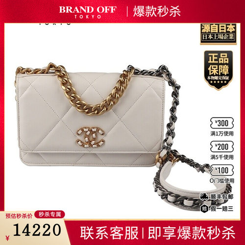 日本中古二奢「9.0新」CHANEL(香奈儿)19WOC白色羊皮斜挎包AP0957