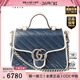手柄肩背包蓝色 「9.0新」GUCCI MARMONT 白色牛皮斜挎包 古驰