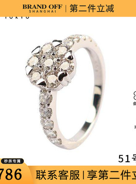 中古95新日本进口商品花型钻石戒指PT900戒指51号