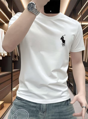 美式休闲时尚白色男士短袖t恤潮流修身半袖网红爆款纯棉透气上衣