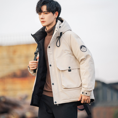 连帽羽绒服男鹅绒短款2025冬季