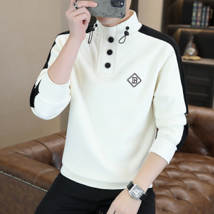 品牌半高领卫衣男士2025新款春秋季高端奥粒绒宽松长袖t恤打底衫