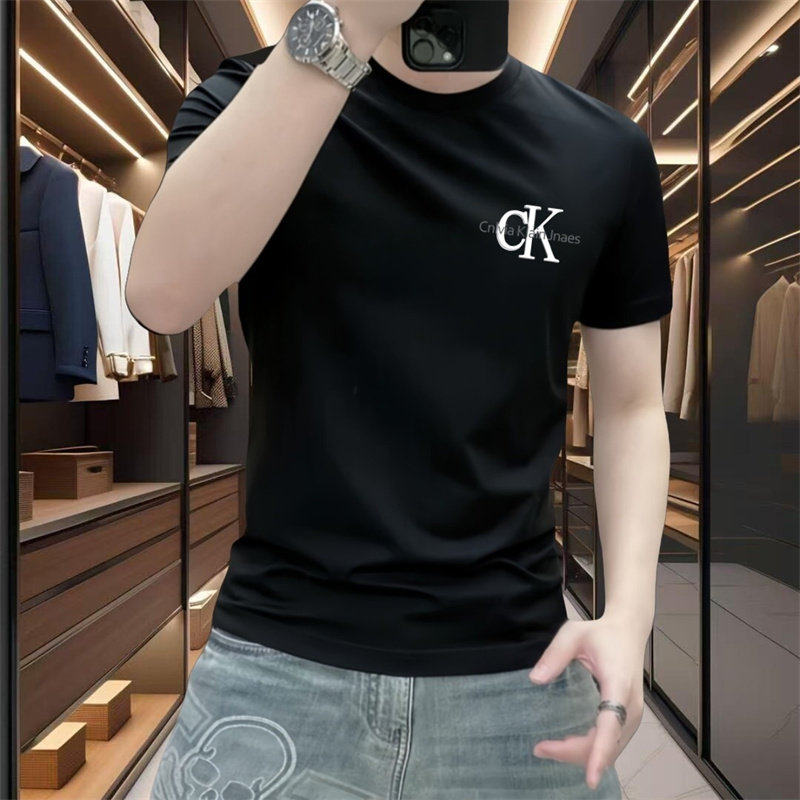 美式休闲时尚黑色男士短袖t恤潮流修身半袖网红爆款纯棉透气上衣
