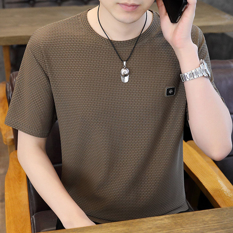 高端男士短袖t恤2026夏季新款冰丝速干半袖潮流薄款透气休闲上衣