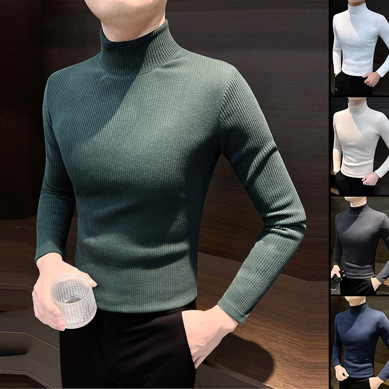 品牌半高领毛衣男春秋季2025新款中领男士商务内搭修身针织打底衫