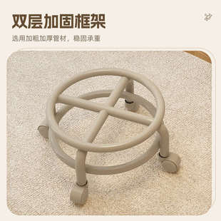 万向轮小凳子滑轮矮凳家用小板凳靠背椅带轮换鞋凳可移动旋转椅子