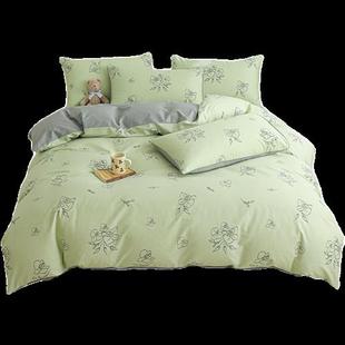 新款 通用清新碎花被套加厚床上用品 夹棉床笠款 四件套全棉纯棉四季