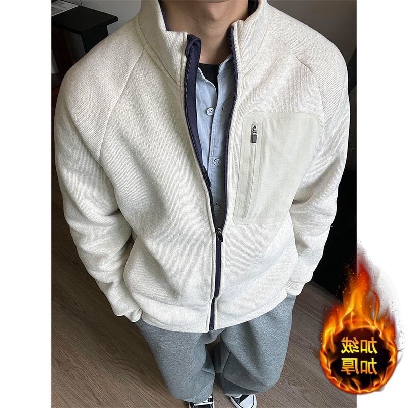 男士设计感拉链开衫外套秋冬休闲运动立领百搭夹克卫衣保暖抓绒衣,男装,夹克,淘宝优惠券,粉丝福利购,淘宝优惠卷