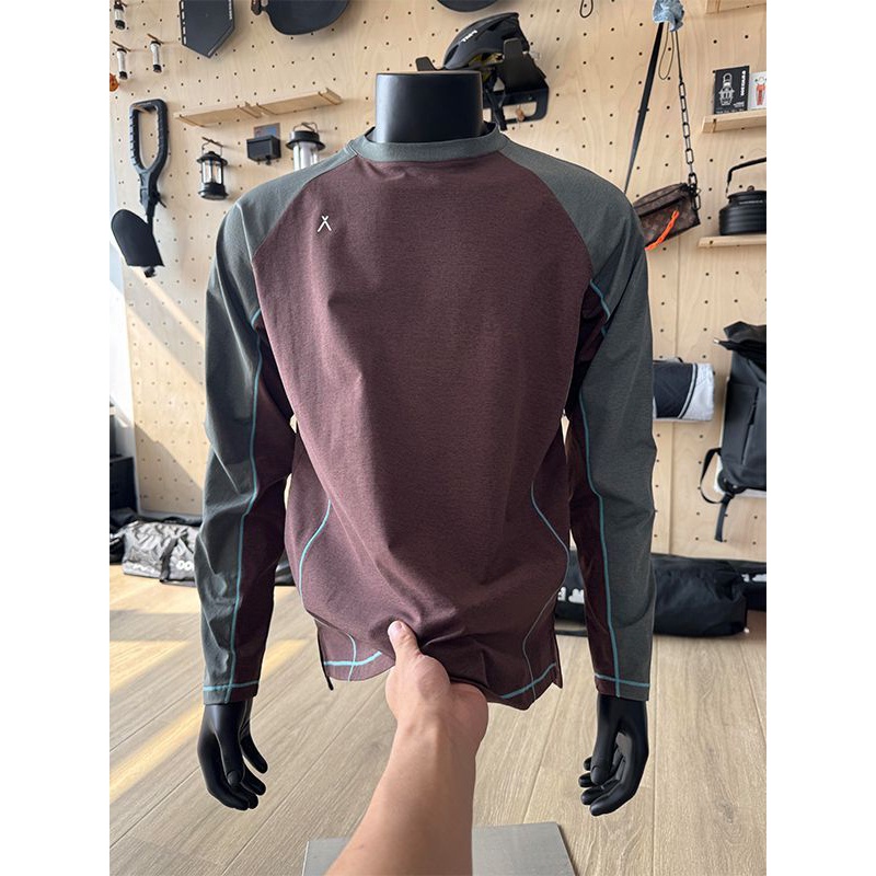 2025秋冬户外机能长袖T恤男士徒步运动训练骑行服撞色拼接上衣潮
