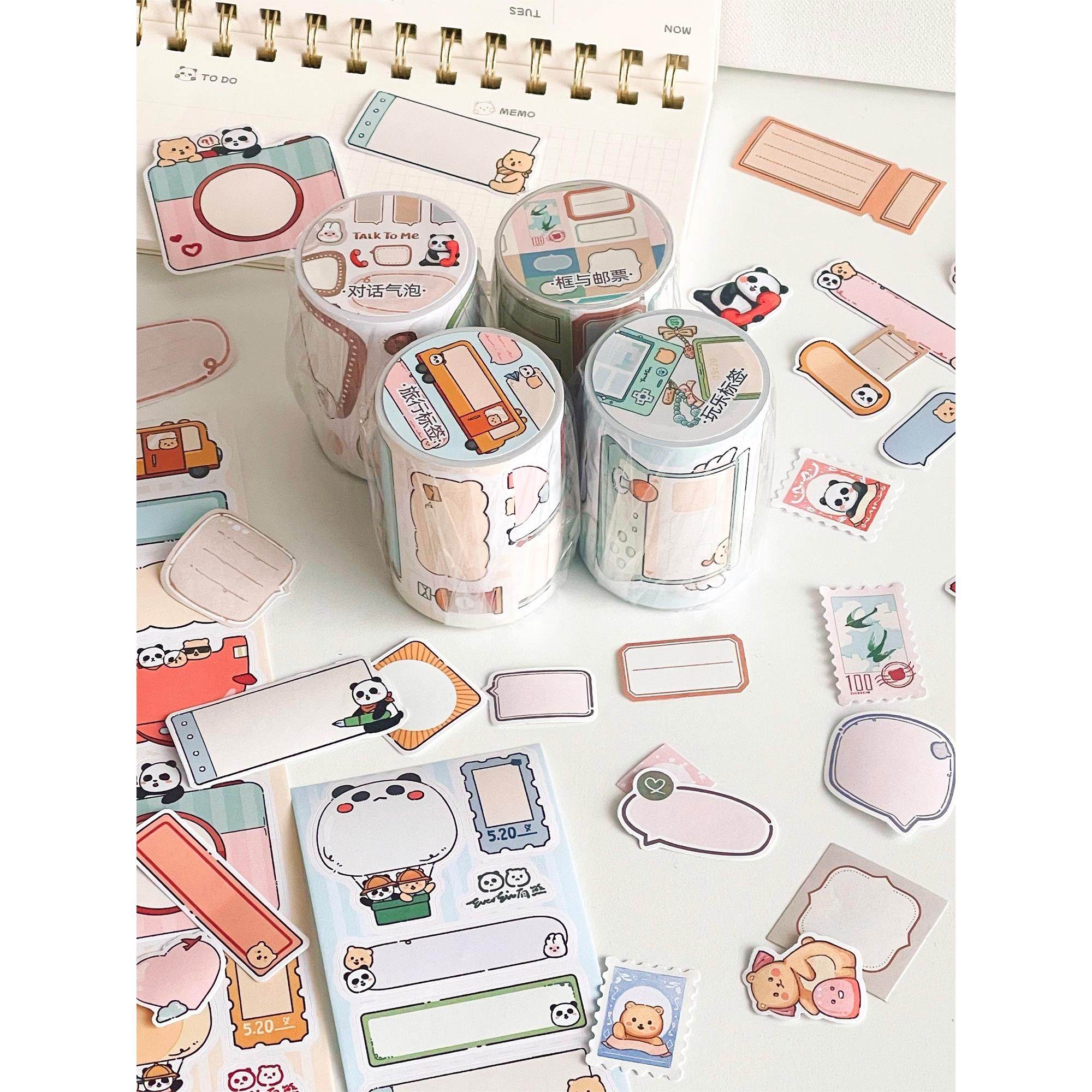 有熊书写框框手帐模切胶带贴纸卷对话气泡标签模切胶带手账拼贴