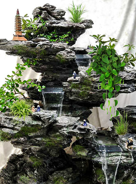 大型假山流水喷泉真石头摆件室内花园水池别墅庭院阳台水景观盆景