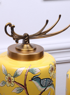 欧式陶瓷储物罐客厅玄关柜电视摆设美式家居装饰品样板房间摆件