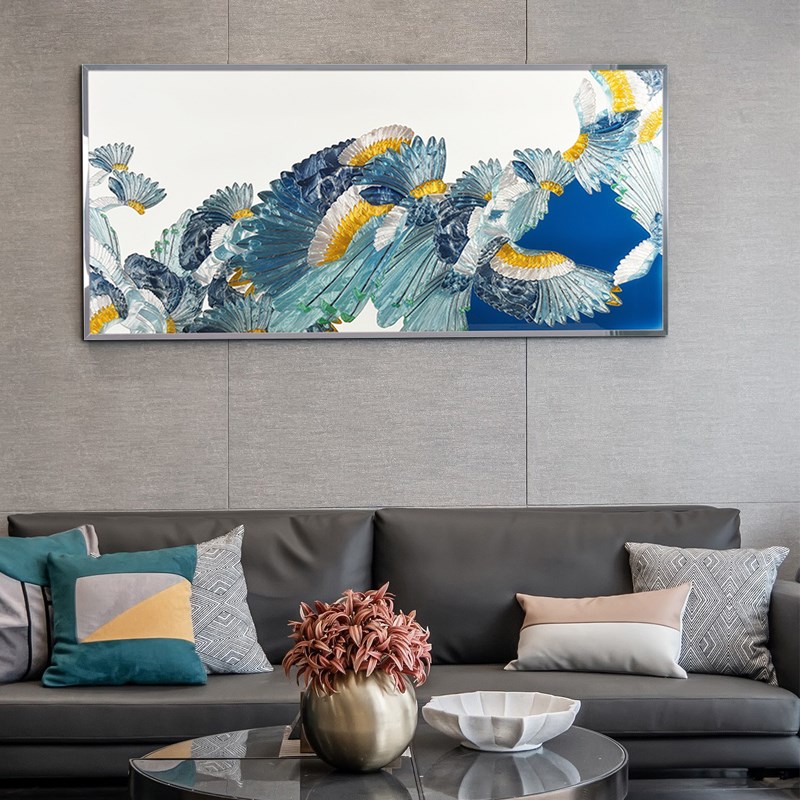 瑞杰  珐琅彩画《百鸟争鸣》  新中式客厅装饰画  沙发背景墙挂画