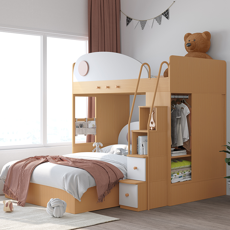 安兰图儿童床交错式衣柜上下床高低床多功能双层床小户型上床下柜