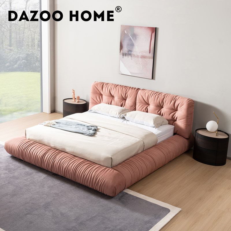 DAZOOHOME意式实木床头柜现代简约椭圆形带抽屉储物柜子家用卧室