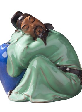 中式古典家居电视柜书房盆景搭配摆件 石湾陶瓷古典人物 诗仙李白