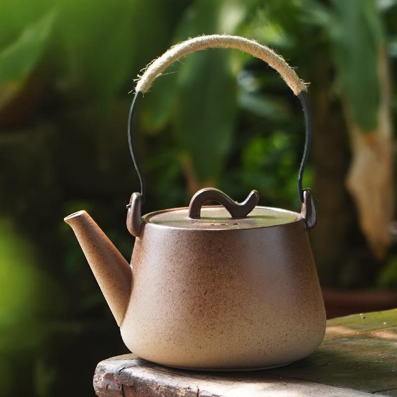 家用大容量泡茶陶瓷壶黑晶炉明火烧水壶陶壶提梁壶煮茶器大号覆古