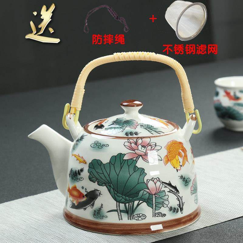 提梁壶家用大茶壶茶杯陶瓷茶具套装凉水壶青花茶壶餐厅酒店用茶壶,餐饮具,茶壶,淘宝优惠券,粉丝福利购,淘宝优惠卷